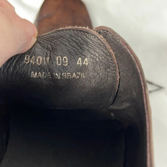 LUKETTI Mens Squared Pointed Toe Grain Leather Oxford Shoes Lace Up Brown 44 - Picture 12 of 14